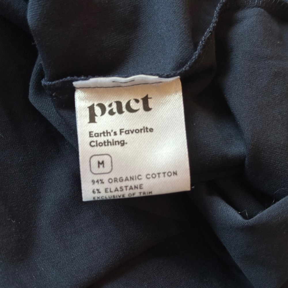 Pact Organic Cotton Twist Front V-Neck Midi Dress Navy Blue Sleeveless M - Picture 3 of 7